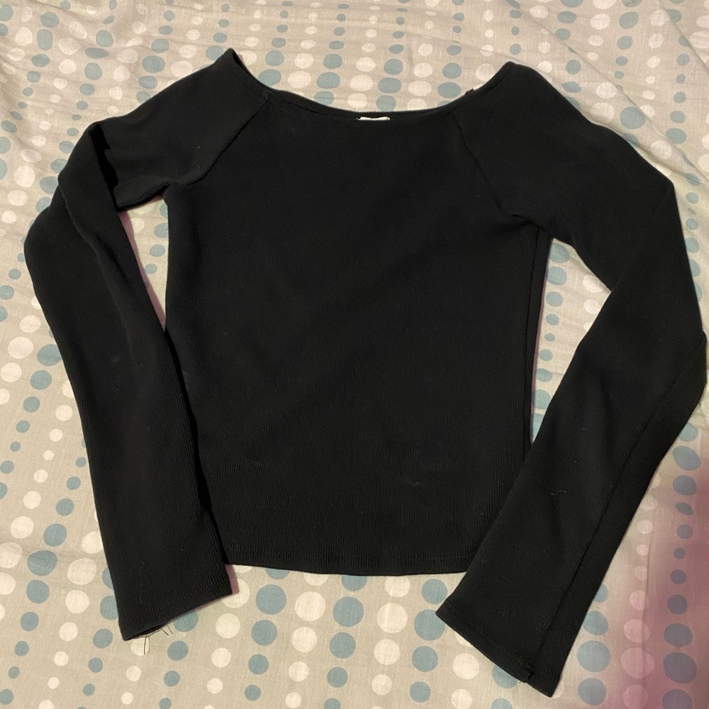 Garage Black Ribbed Crewneck